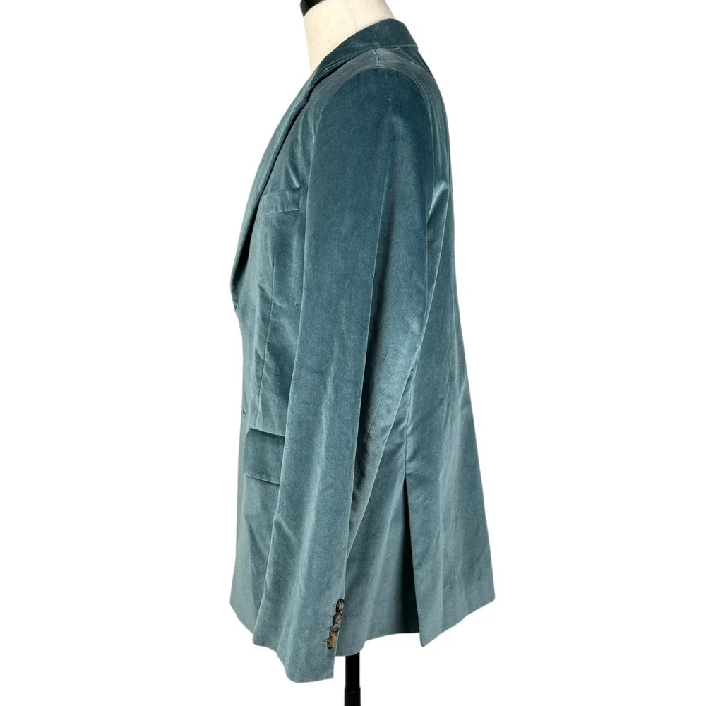 Paul Smith Brierley Velvet Blazer Sport Coat Mens 44R Teal Blue Cotton Italy